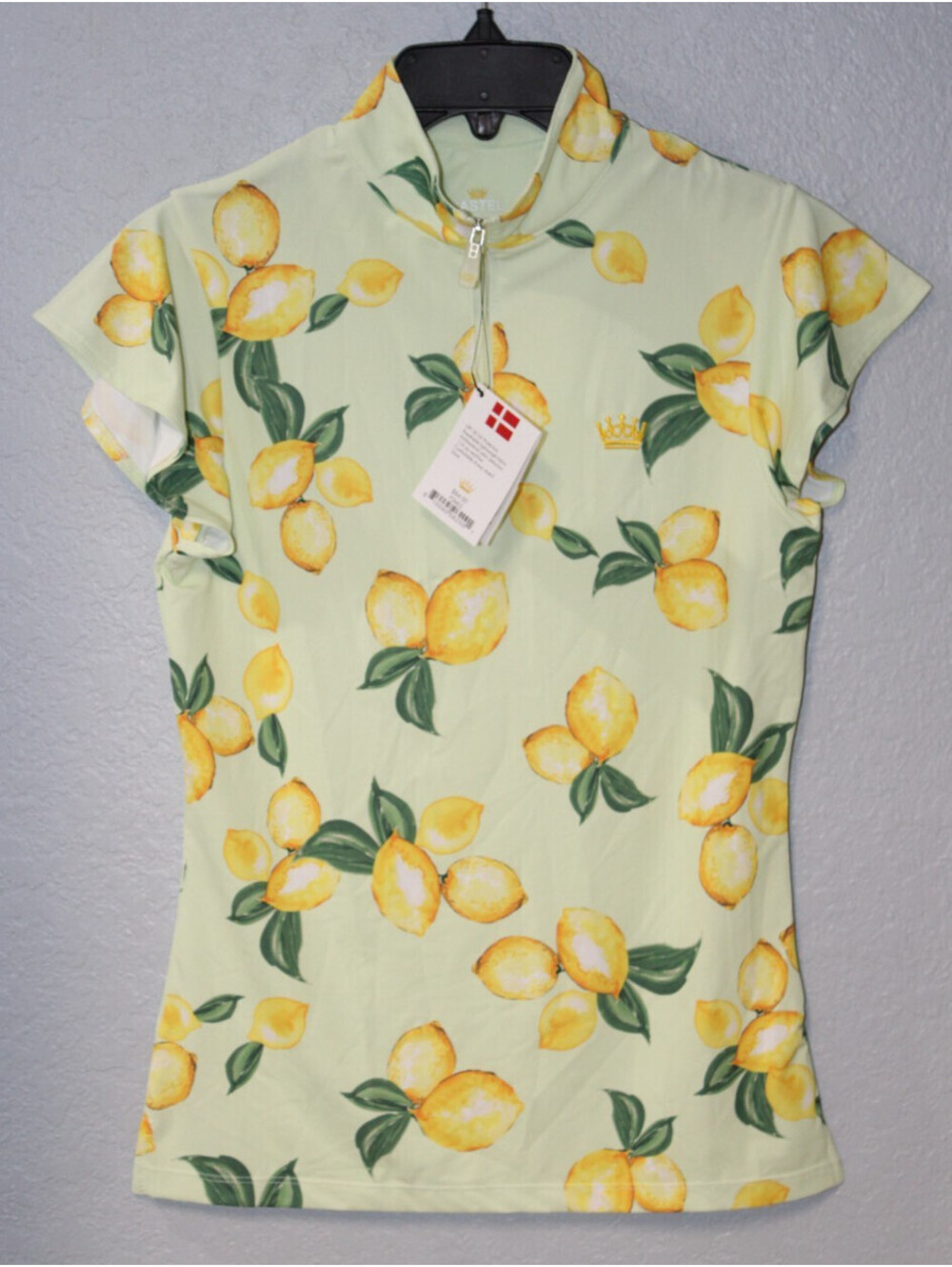 NEW Kastel Denmark Cap Sleeve Lemon Lime 1/4 Zip Top UV Sun Shirt XS NWT